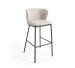 Tabouret Ciselia tissus chenille et pied acier H.75 cm