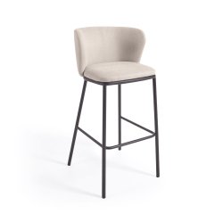 Tabouret Ciselia tissus chenille et pied acier H.75 cm