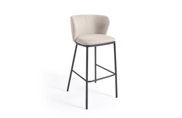 Taburete Ciselia de chenilla  y acero negro 75 cm