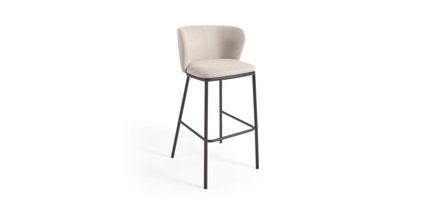 Tabouret Ciselia tissus chenille et pied acier H.75 cm