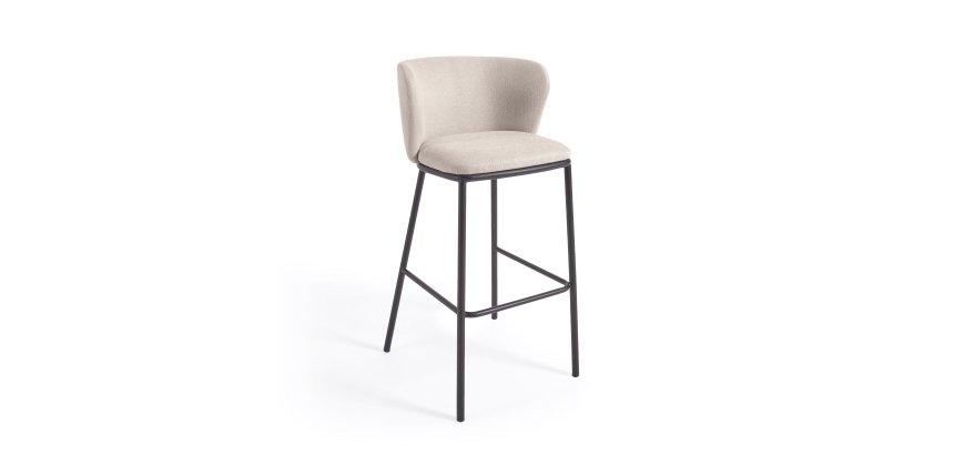 Tabouret Ciselia tissus chenille et pied acier H.75 cm