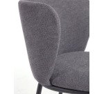 Tabouret Ciselia en chenille gris foncé et pieds en acier peint noir hauteur 65 cm