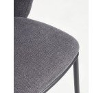 Tabouret Ciselia en chenille gris foncé et pieds en acier peint noir hauteur 65 cm