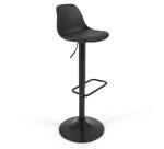 Tabouret Orlando - T en polyuréthane noir et acier noir mat 60-82 cm
