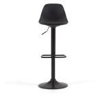 Tabouret Orlando - T en polyuréthane noir et acier noir mat 60-82 cm
