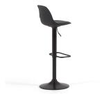 Tabouret Orlando - T en polyuréthane noir et acier noir mat 60-82 cm