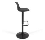 Tabouret Orlando - T en polyuréthane noir et acier noir mat 60-82 cm