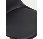 Tabouret Orlando - T en polyuréthane noir et acier noir mat 60-82 cm