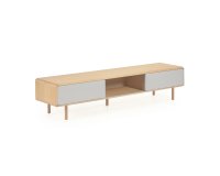 Meuble TV Anielle 2 portes en bois massif et placage de frêne 180 x 41 cm