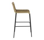 Tabouret Lambton en corde marron et acier finition noire hauteur 74 cm