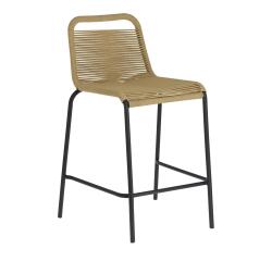 Tabouret Lambton - corde - pieds en acier H 62 cm