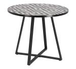 Mesa redonda Tella cerámico blanco y negro patas acero acabado negro Ø 90 cm