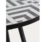 Mesa redonda Tella cerámico blanco y negro patas acero acabado negro Ø 90 cm