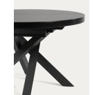 Table Vashti ronde en verre et pieds  noire Ø 120 - 160 cm