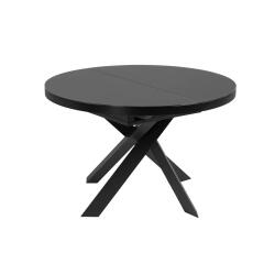 Table Vashti ronde en verre et pieds  noire Ø 120 - 160 cm