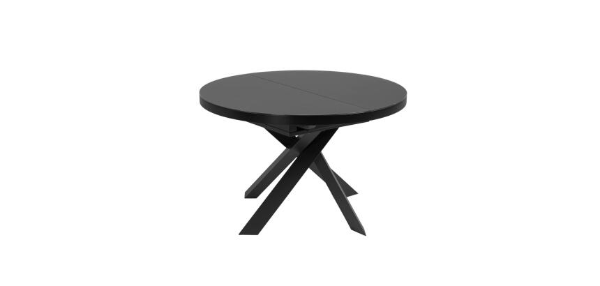 Table Vashti ronde en verre et pieds  noire Ø 120 - 160 cm