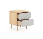 Table de chevet Anielle en bois massif et placage de frêne 50 x 58,4 cm