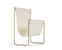 Siana beige magazine rack in golden metal