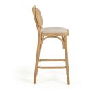 Doriane 65 cm height solid oak stool with natural finish and upholstered seat