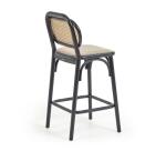 Tabouret Doriane bois massif d'orme finition laquée noir 65 cm siège avec revêtement