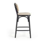 Tabouret Doriane bois massif d'orme finition laquée noir 65 cm siège avec revêtement