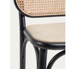 Tabouret Doriane bois massif d'orme finition laquée noir 65 cm siège avec revêtement