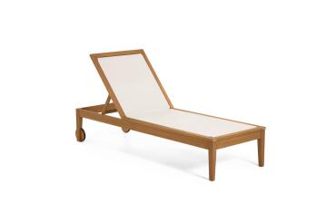 Bain de soleil Caterin - tissu beige - structure bois massif d'eucalyptus
