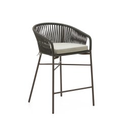 Tabouret Yanet en corde verte et acier galvanisé hauteur 65 cm