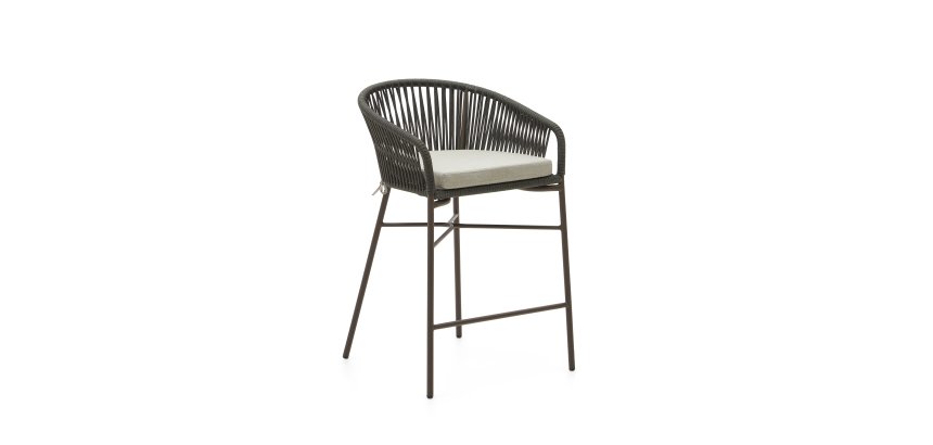 Tabouret Yanet - corde - structure acier galvanisé H 65 cm