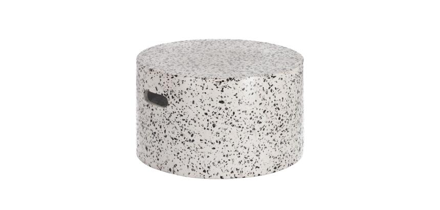 Table basse d'extérieur Jenell - structure terrazzo Ø 52 cm blanc/noir