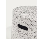 Table basse d'extérieur Jenell - structure terrazzo Ø 52 cm blanc/noir