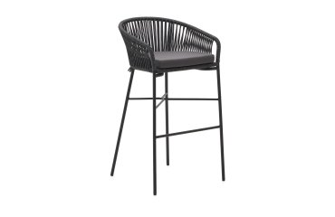 Tabouret Yanet - corde - pieds acier galvanisé H 80 cm