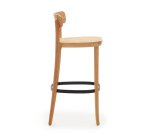 Tabouret Romane bois massif de hêtre naturel avec placage de frêne et rotin H.75 cm