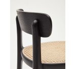 Tabouret Romane bois massif de hêtre naturel avec placage de frêne et rotin H.75 cm