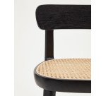 Tabouret Romane bois massif de hêtre naturel avec placage de frêne et rotin H.75 cm