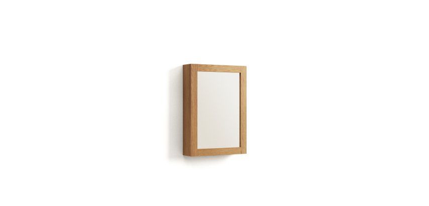 DE_Armoire de toilette avec miroir Kenta en bois de teck massif 50 x 70 cm