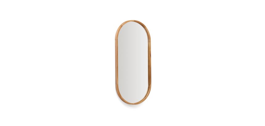 Espejo Magda de madera maciza de teca con acabado natural Ø 45 x 95 cm