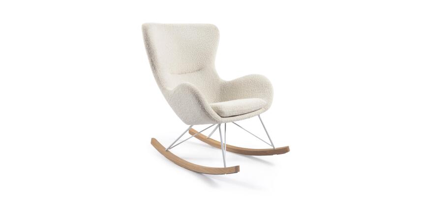 Fauteuil à bascule Vania bouclette blanc