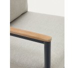 Ensemble d'extérieur Aiguafreda canapé 2 places, 2 fauteuils, table basse aluminium gris bois acacia