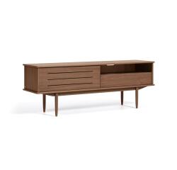 Mueble TV Carolin 1 puerta y 1 cajón de chapa de nogal 180 x 63,5 cm