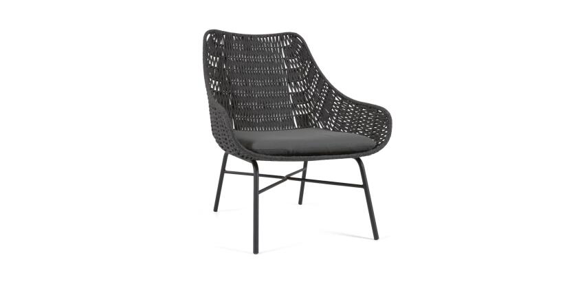 Fauteuil Abeli - corde - pied acier noir