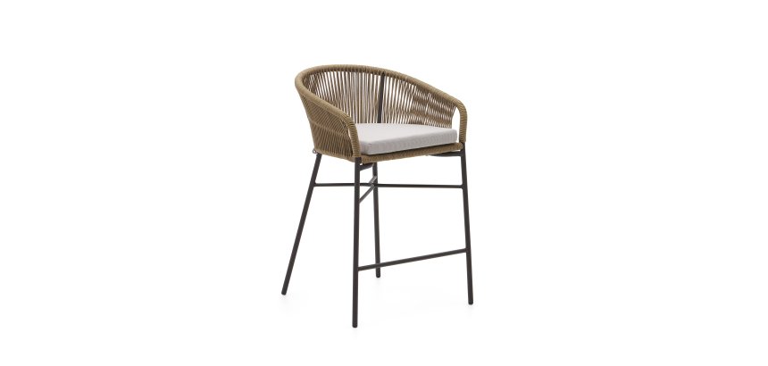 Tabouret Yanet - corde - structure acier galvanisé H 65 cm