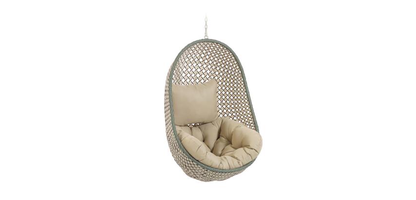 Fauteuil suspendu Cira - polyrotin - structure en acier - beige/vert