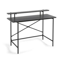 Escritorio Galatia de melamina negro y patas de acero con acabado negro 120 x 60 cm