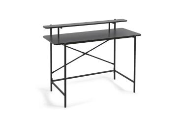 Galatia zwart melamine bureau met metalen poten in zwarte afwerking 120 x 60 cm
