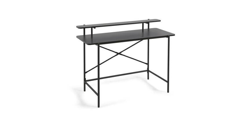 Bureau Galatia en mélaminé noir et pieds en métal laqué noir 120 x 60 cm