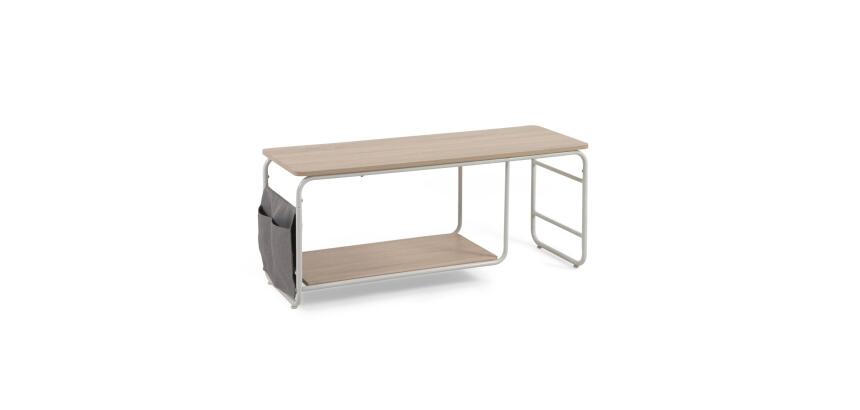 Meuble TV Yamina en mélaminé et acier peint en blanc 110 x 46 cm