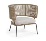 Sillón Nadin de cuerda y patas de acero galvanizado