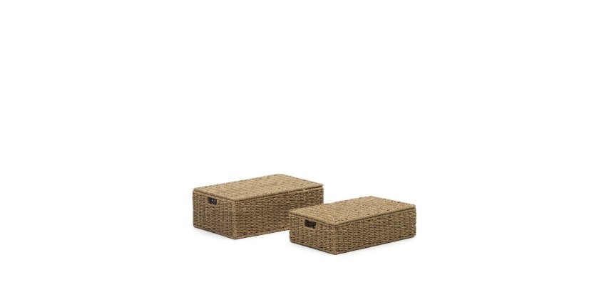 DE_Lot Tossa de 2 boites avec couvercles en fibres naturelles 57 x 36 cm / 60 x 40 cm