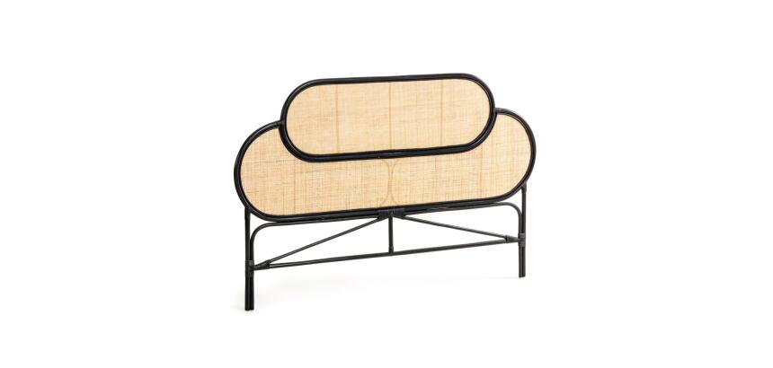 Lalita rotan hoofdeinde met zwarte afwerking, voor bedden van 160 cm